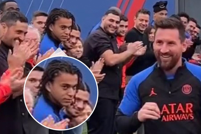 GUESS WHO'S MBAP Fans spot Mbappe’s brother Ethan giving Messi ‘death stare’ as he receives guard of honour from PSG team-mates