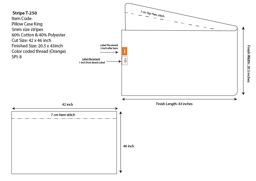 Pillow Case Stripe Spec Sheet