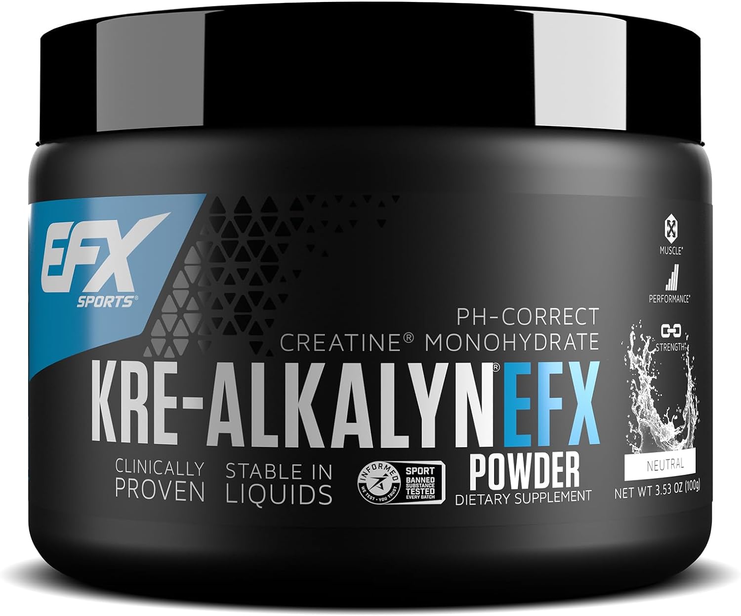 EFX Sports Kre Alkalyn EFX Powder pH Correct Creatine Monohydrate Powder Supplement Strength Muscle Growth Performance 66 Servings Unflavored