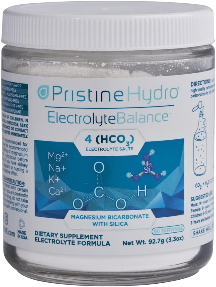 Magnesium Electrolyte Supplement by PristineHydro® — Electrolyte Balance® with Magnesium Bicarbonate and Silica — Replenishes Critical Nutrients